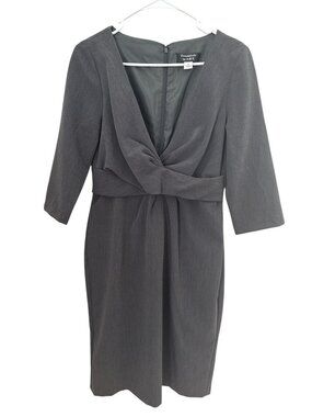 NWT Essentials by A.B.S. Charcoal Gray Knot Waist Sheath Dress Size 8 - Style 34